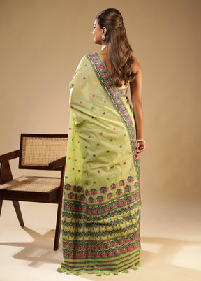 Green Assam Silk Saree With Blouse Piece