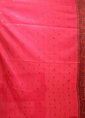 Pink Dupion Silk Saree With Blouse Piece