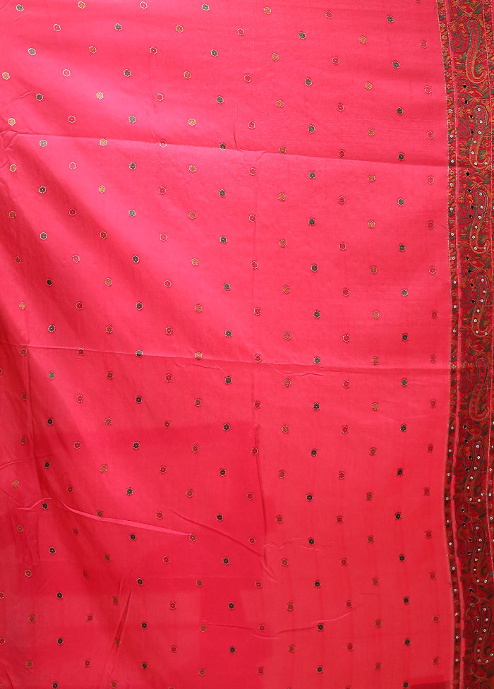 Pink Dupion Silk Saree With Blouse Piece