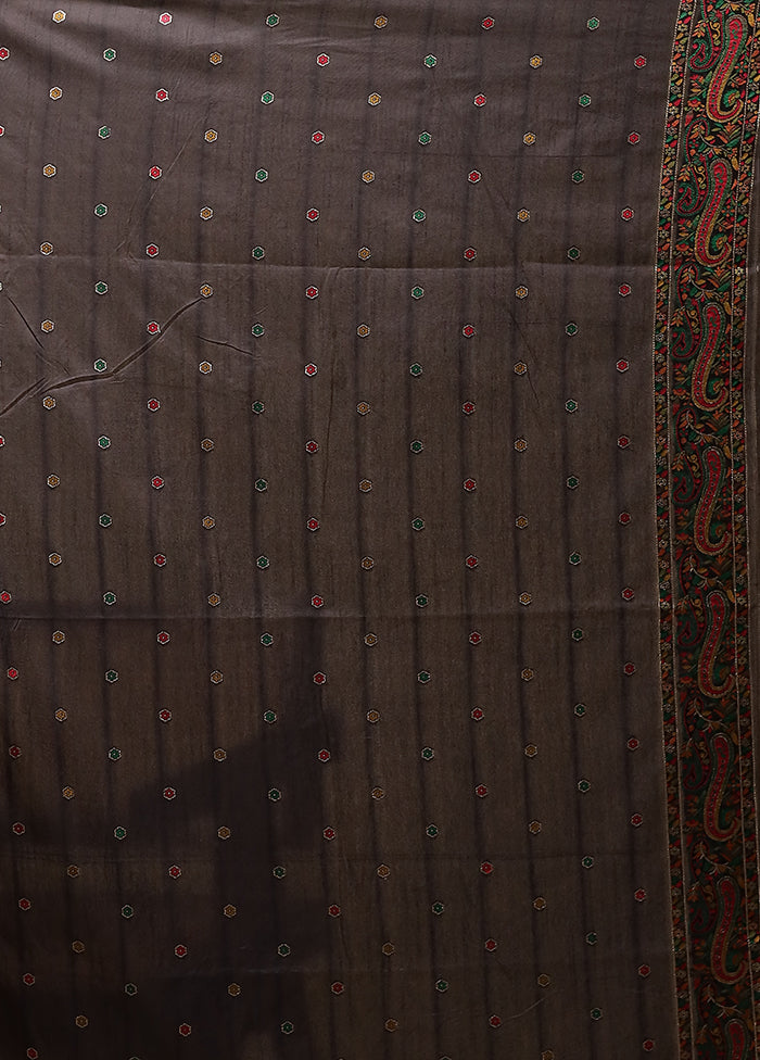 Black Dupion Silk Saree With Blouse Piece