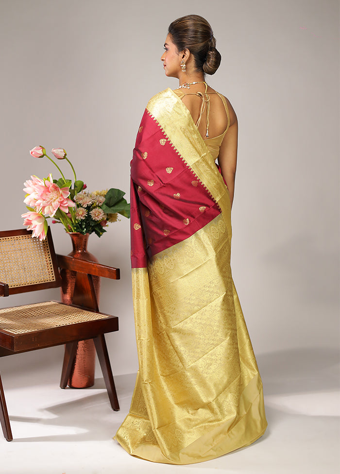 Purple Kanjivaram Silk Saree With Blouse Piece