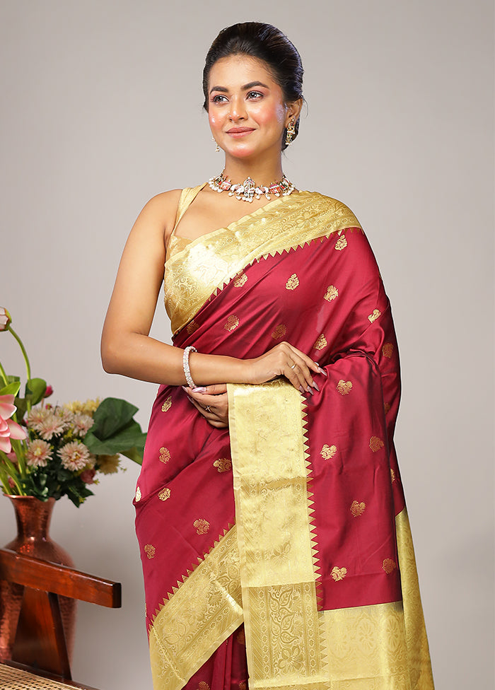 Purple Kanjivaram Silk Saree With Blouse Piece