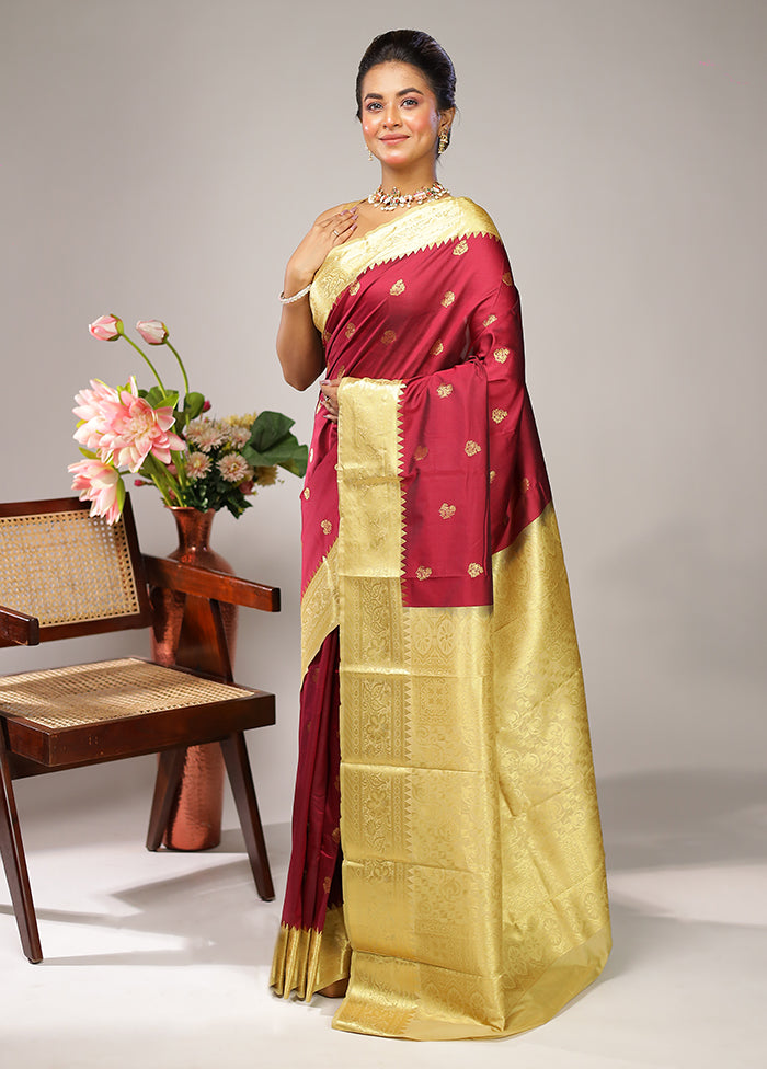 Purple Kanjivaram Silk Saree With Blouse Piece