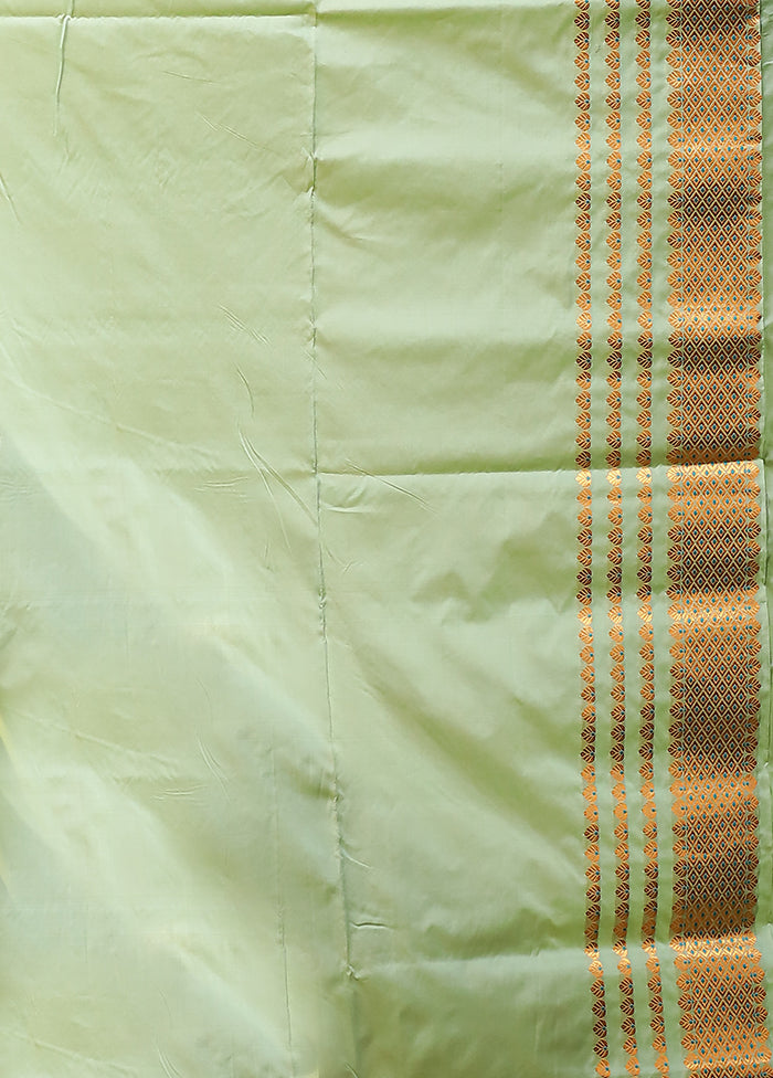 Green Assam Silk Saree With Blouse Piece