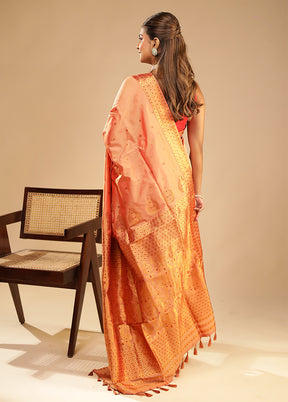 Pink Assam Silk Saree With Blouse Piece