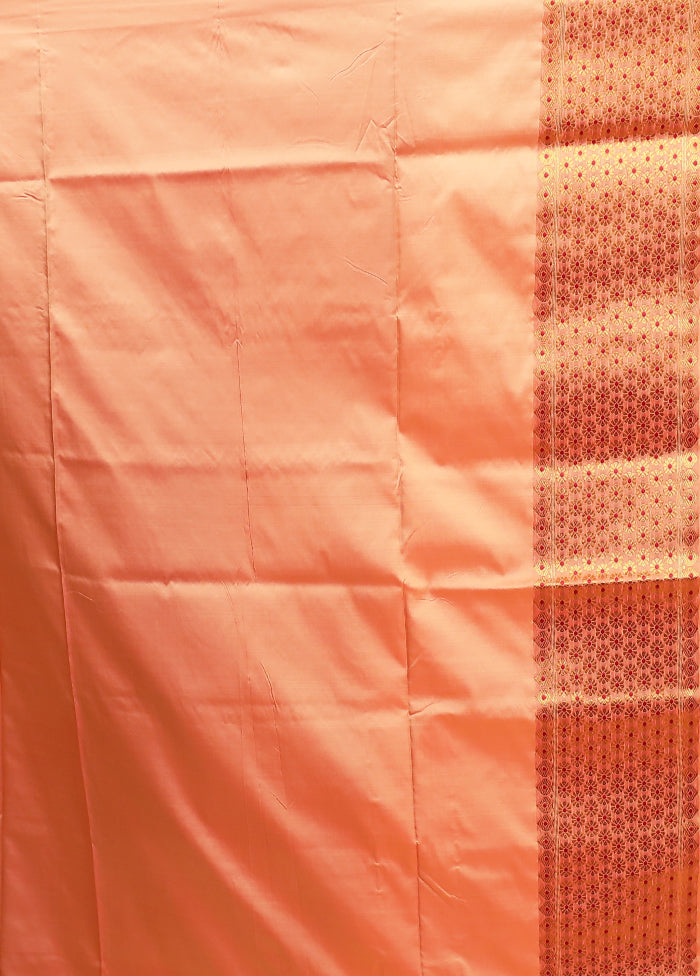 Pink Assam Silk Saree With Blouse Piece
