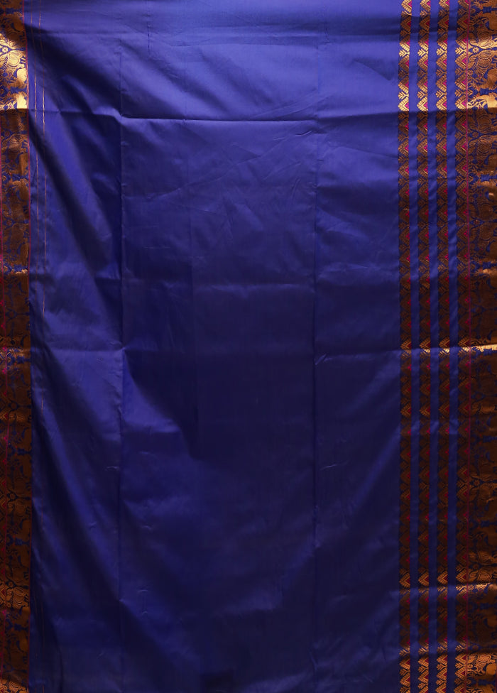 Blue Assam Silk Saree With Blouse Piece