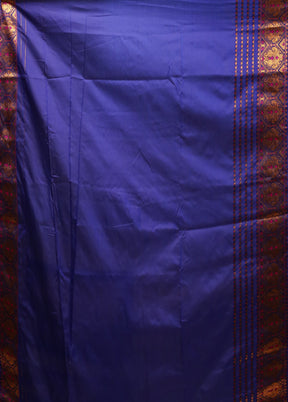 Blue Assam Silk Saree With Blouse Piece