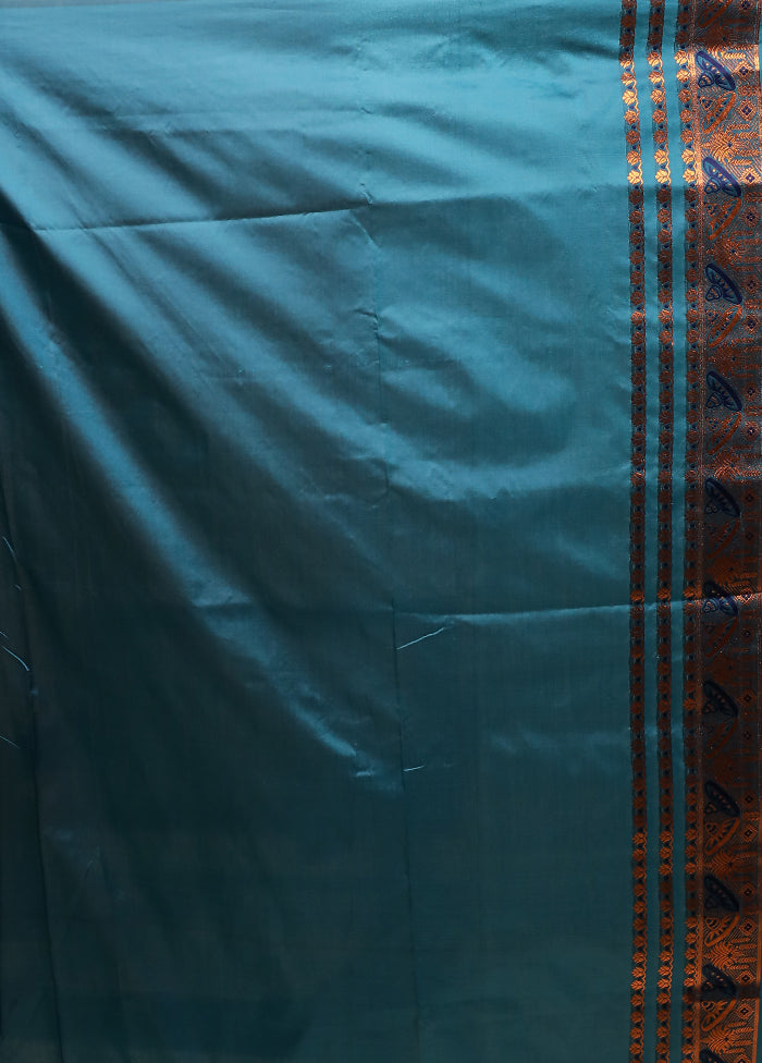 Blue Assam Silk Saree With Blouse Piece