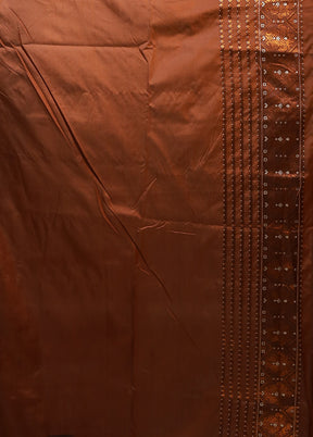 Brown Assam Silk Saree With Blouse Piece
