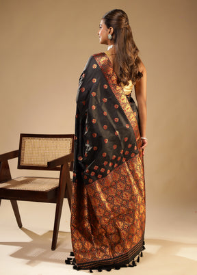 Black Assam Silk Saree With Blouse Piece