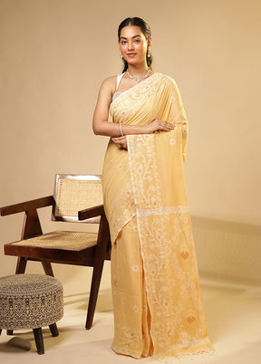 Peach Matka Silk Saree With Blouse Piece