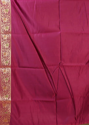 Purple Handloom Banarasi Pure Silk Saree With Blouse Piece