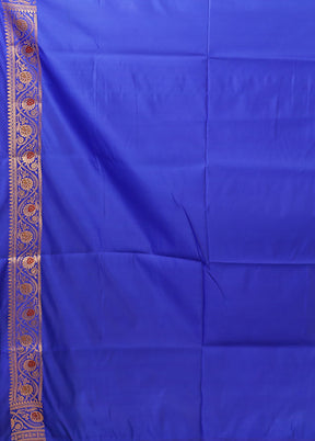 Blue Handloom Banarasi Pure Silk Saree With Blouse Piece