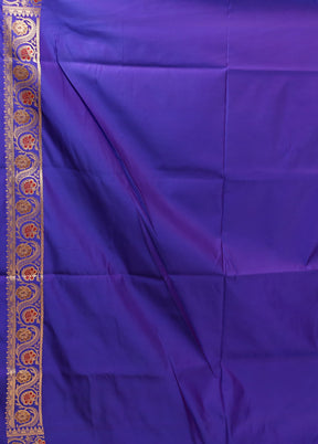 Blue Handloom Banarasi Pure Silk Saree With Blouse Piece