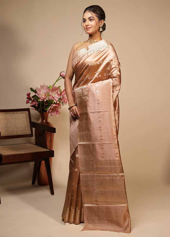 Cream Dupion Silk Saree With Blouse Piece