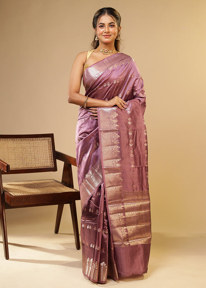 Purple Dupion Silk Saree With Blouse Piece