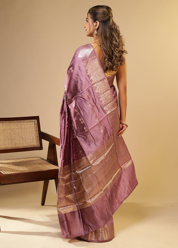 Purple Dupion Silk Saree With Blouse Piece