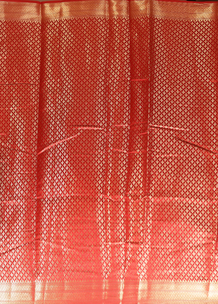 Red Dupion Silk Saree With Blouse Piece