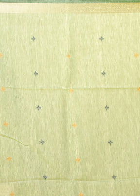 Green Linen Silk Saree With Blouse Piece