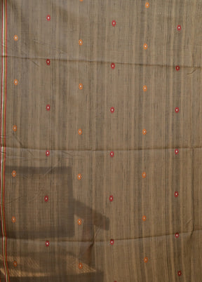 Cream Linen Silk Saree With Blouse Piece