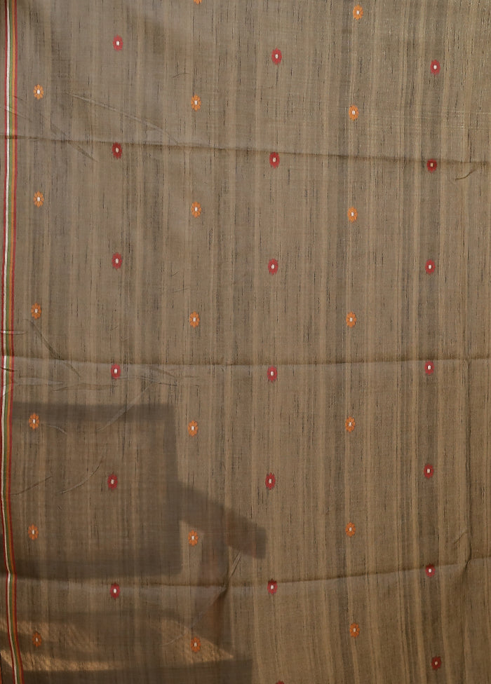 Cream Linen Silk Saree With Blouse Piece