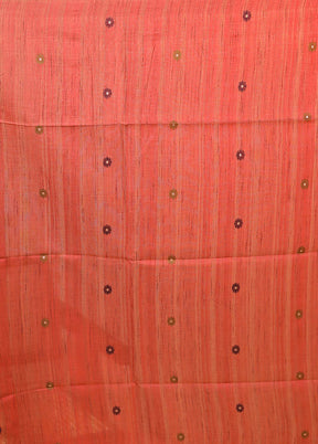 Cream Linen Silk Saree With Blouse Piece