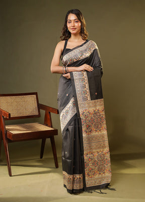 Green Tussar Silk Saree With Blouse Piece