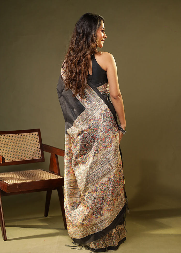 Green Tussar Silk Saree With Blouse Piece