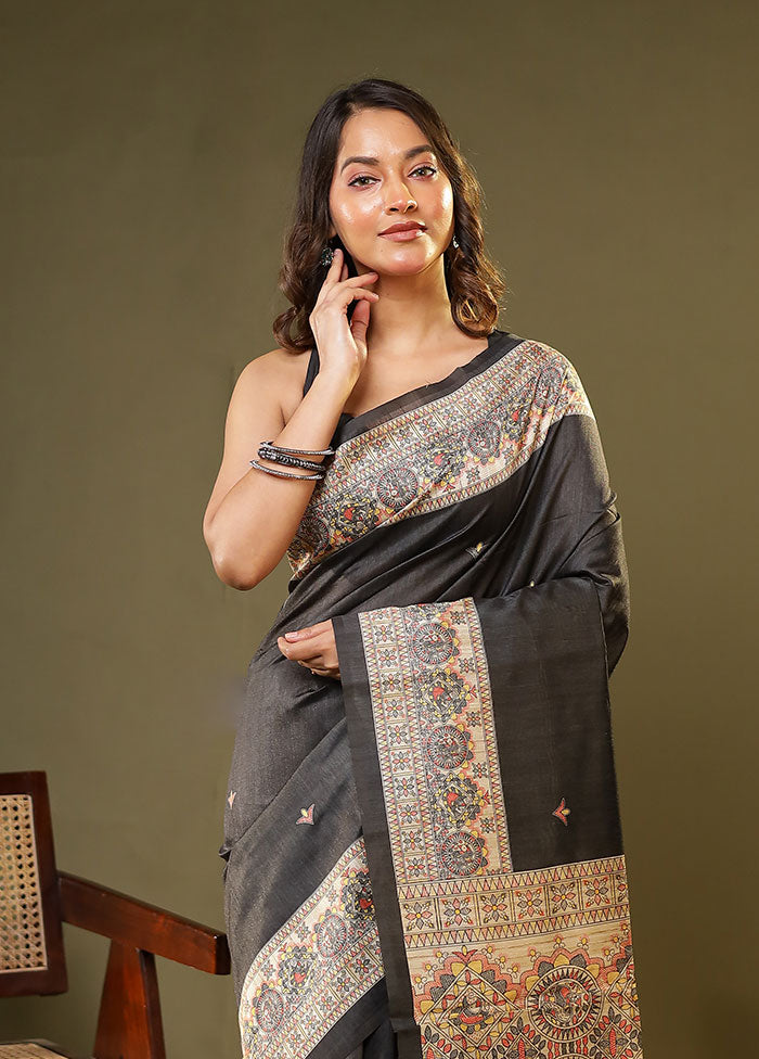 Green Tussar Silk Saree With Blouse Piece