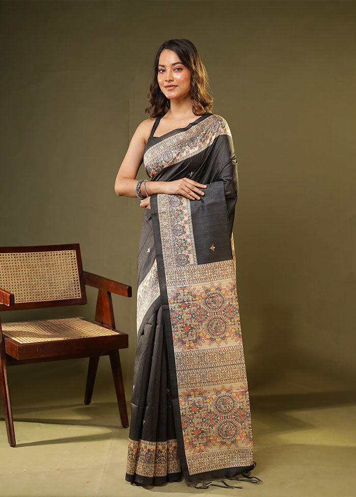 Green Tussar Silk Saree With Blouse Piece