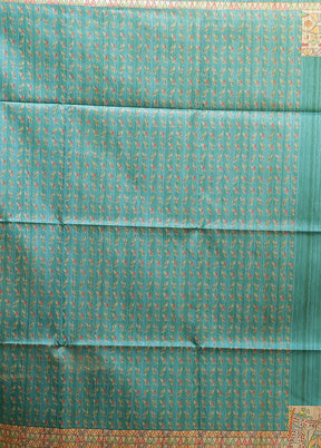 Blue Tussar Silk Saree With Blouse Piece