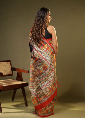 Blue Tussar Silk Saree With Blouse Piece