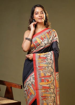 Blue Tussar Silk Saree With Blouse Piece