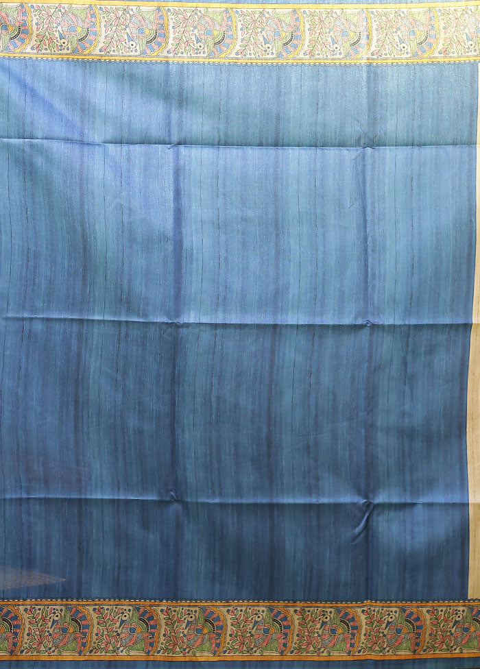Cream Tussar Silk Saree With Blouse Piece