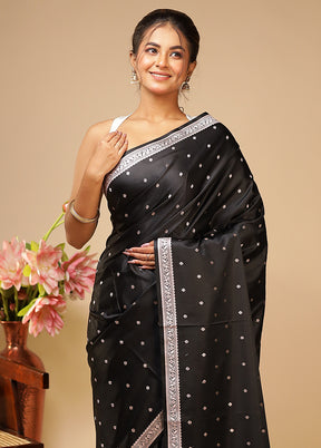 Black Katan Silk Saree With Blouse Piece