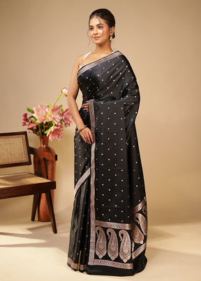Black Katan Silk Saree With Blouse Piece