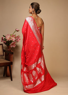 Red Katan Silk Saree With Blouse Piece