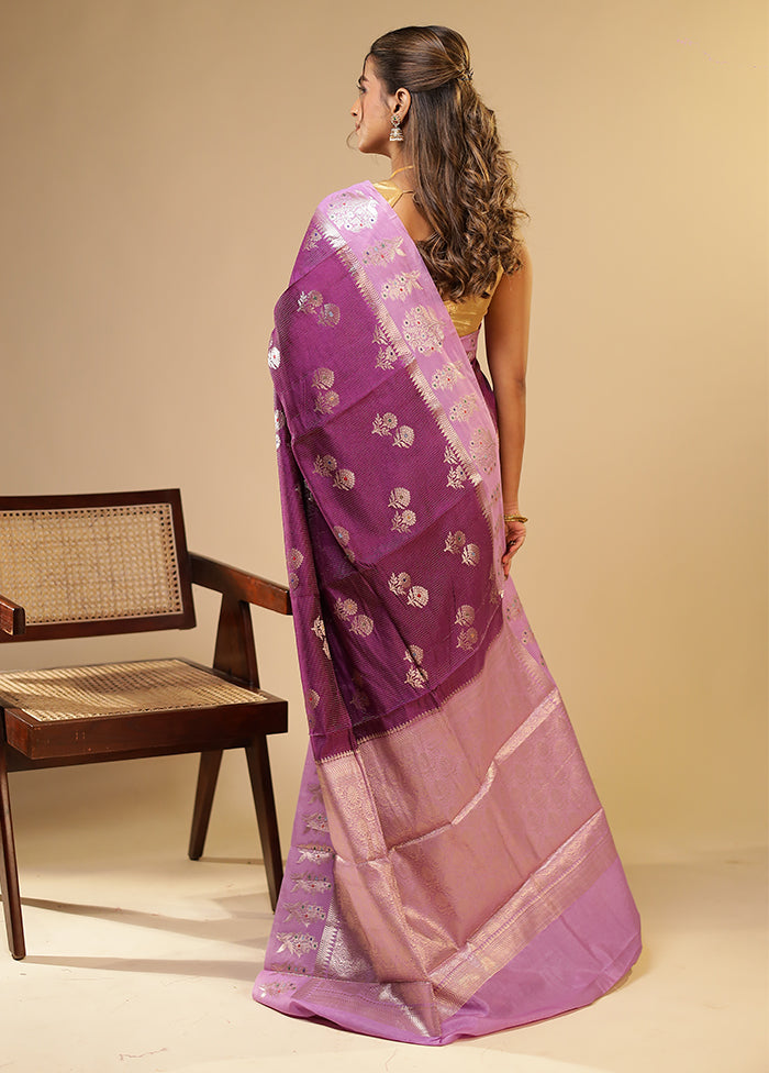 Purple Dupion Silk Saree With Blouse Piece
