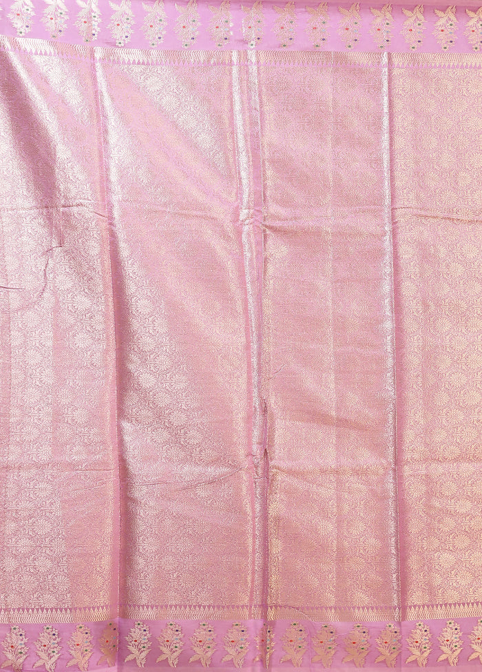 Purple Dupion Silk Saree With Blouse Piece