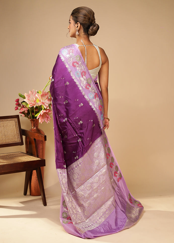 Purple Dupion Silk Saree With Blouse Piece