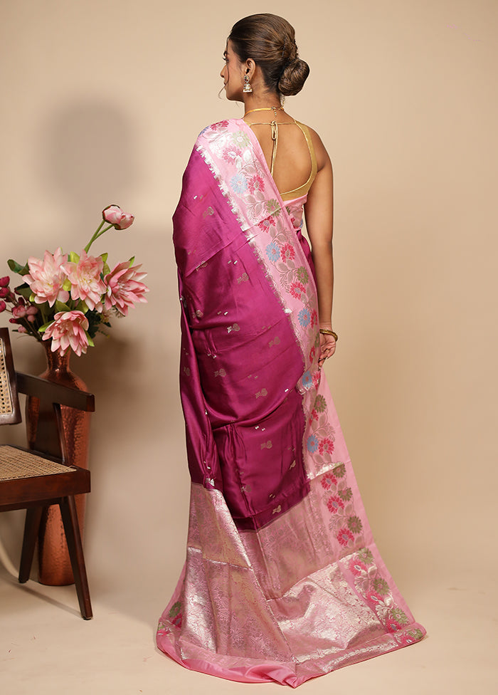Purple Dupion Silk Saree With Blouse Piece