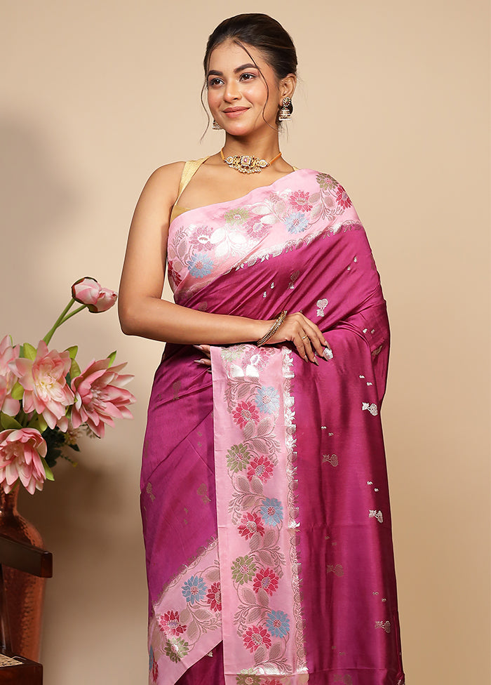Purple Dupion Silk Saree With Blouse Piece