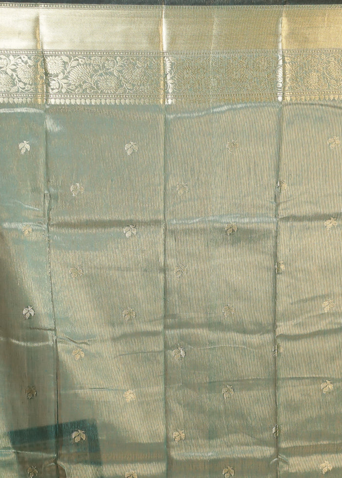 Green Cotton Saree With Blouse Piece