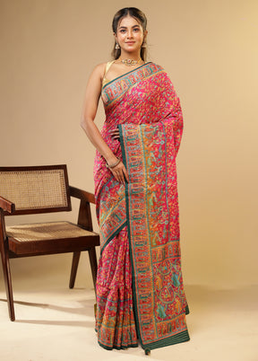Pink Dupion Silk Saree With Blouse Piece