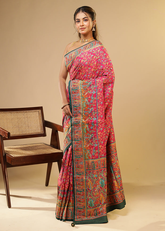 Pink Dupion Silk Saree With Blouse Piece