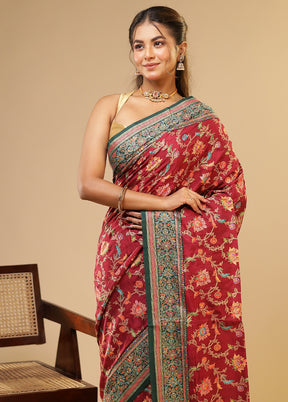 Purple Dupion Silk Saree With Blouse Piece