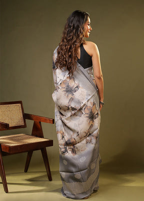 Cream Tussar Silk Saree With Blouse Piece