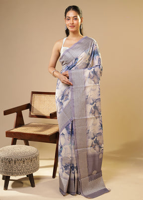 Cream Tussar Silk Saree With Blouse Piece