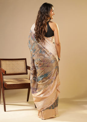 Brown Tussar Silk Saree With Blouse Piece